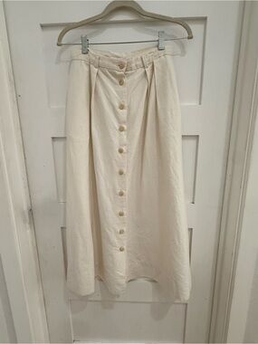 Ralph Lauren Cream Button-Front Midi Skirt size 10